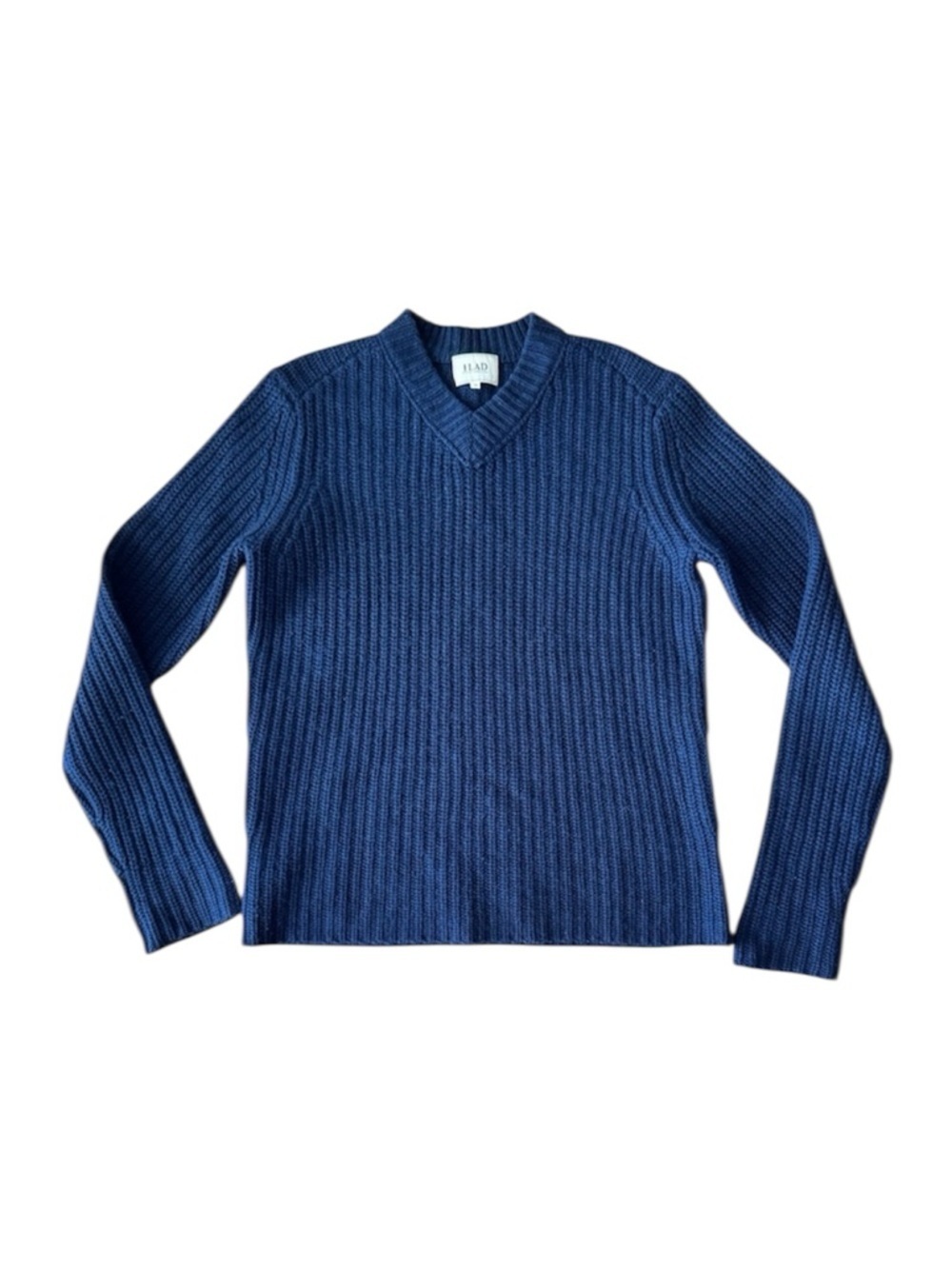 Demylee Lad Cashmere Sweater Navy Blue V Neck Long Sleeve Pullover